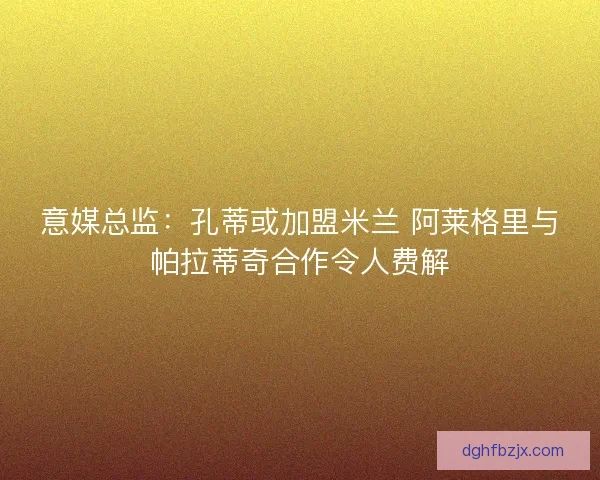 意媒总监：孔蒂或加盟米兰 阿莱格里与帕拉蒂奇合作令人费解